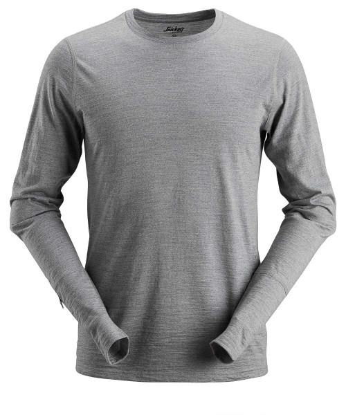 Snickers 2427 AllroundWork Langarm-T-Shirt aus Wolle, grau
