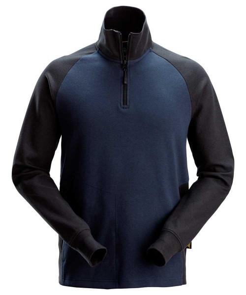 Snickers 2841 Zweifarbiges Sweatshirt mit Halbreißverschluss, navy-schwarz