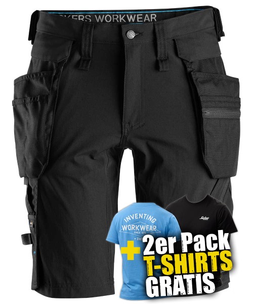 Snickers 6108 LiteWork Shorts+ mit abnehmbaren Holstertaschen, schwarz