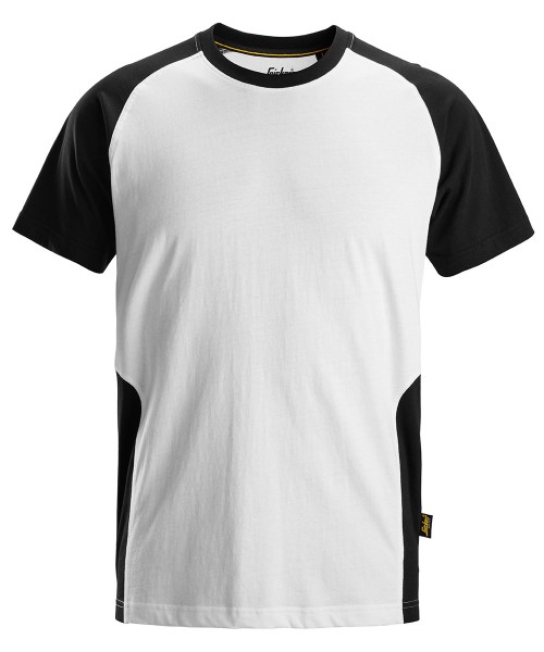 Snickers 2550 Zweifarbiges T-Shirt, weiß-schwarz
