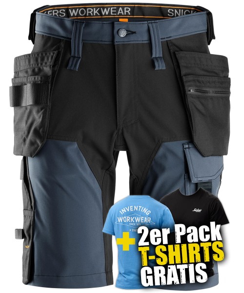 Snickers 6175 AllroundWork 4-Wege-Stretch-Shorts mit Holstertaschen, navy-schwarz